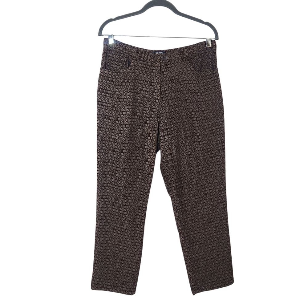 Harold's Brown Print Straight Leg Cropped Pants Size 10 Preppy Brown Print Pants